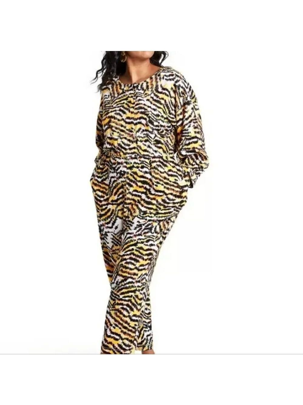 Rachel Comey Women's Plus Size Animal Print 3/4 Sleeve Jumpsuit NWT Size 14